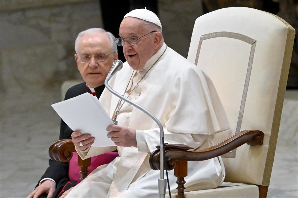 Papa Francesco durante l'Udienza di venerdì 3 maggio 2024